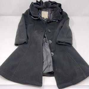 Copper Key Black Ruffle Collar Button Pea Coat Girl’s Size 2T/3T